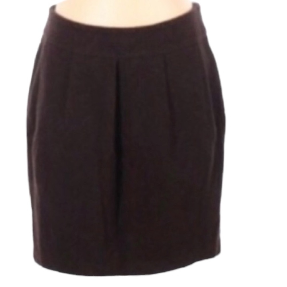 Eileen Fisher Brown Textured Wool Blend Lined Mini Career Casual Office Skirt XS